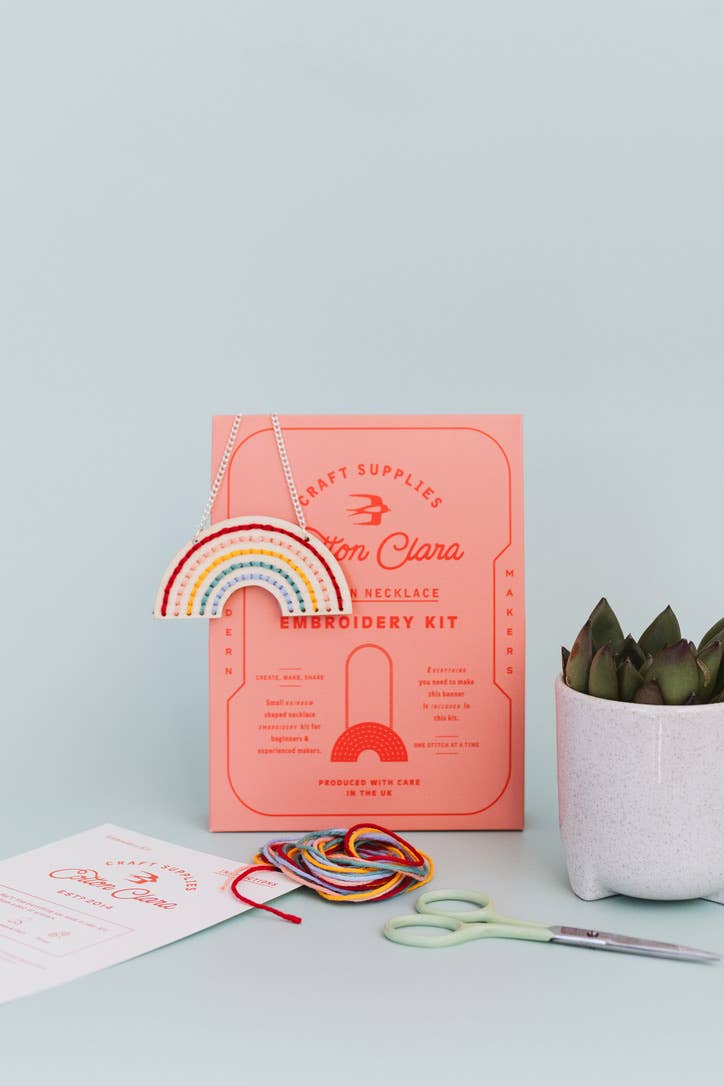 Rainbow Necklace Embroidery Kit, detail