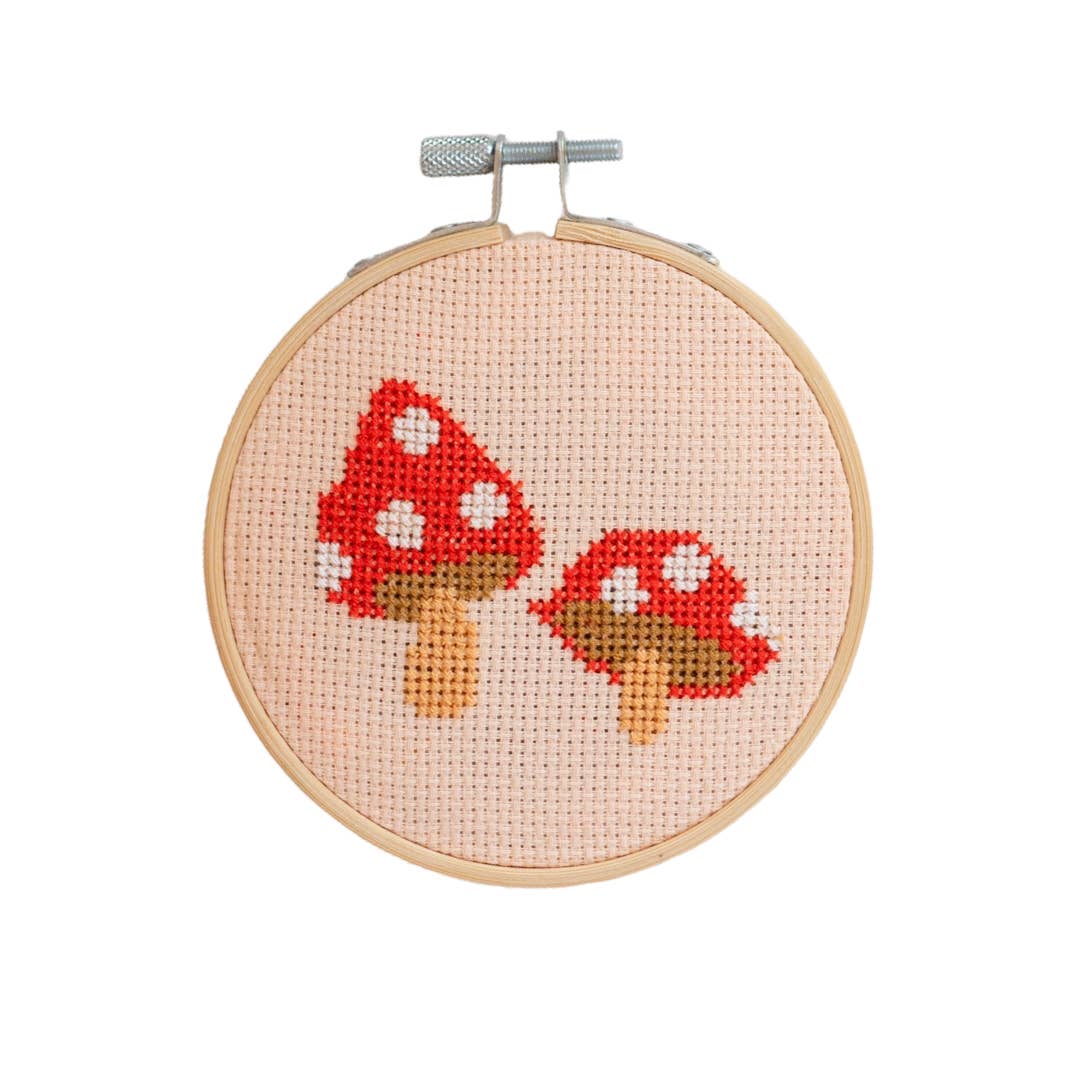Red Toadstool Cross Stitch Kit, detail
