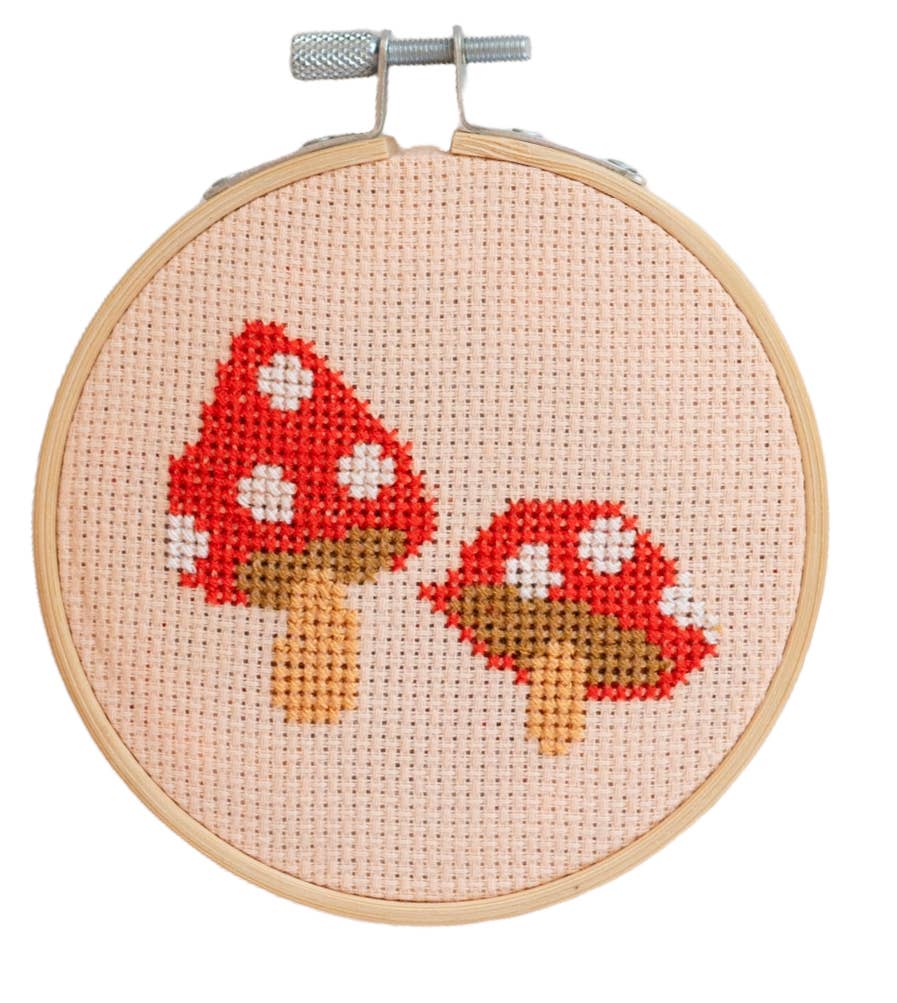 Red Toadstool Cross Stitch Kit, detail