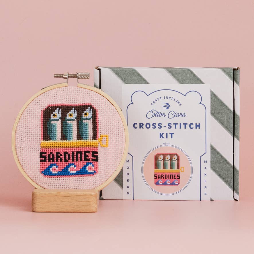 Sardines Cross Stitch Kit, detail