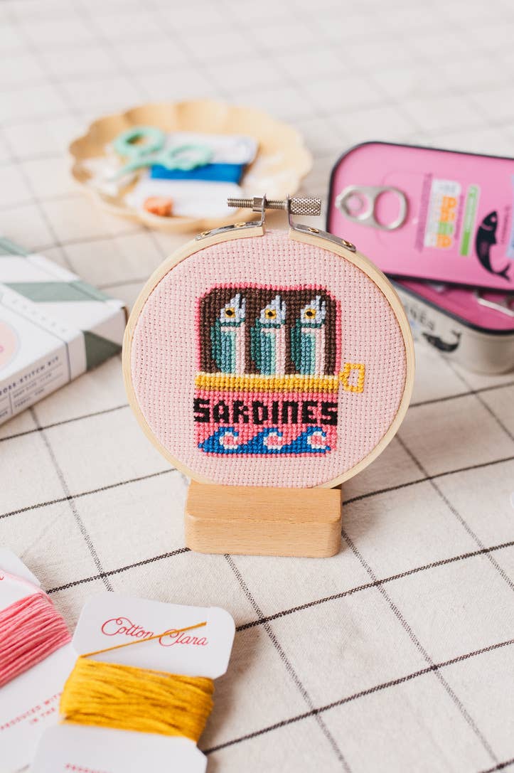 Sardines Cross Stitch Kit, detail