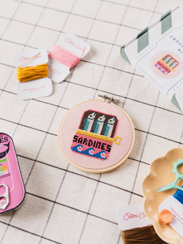 Sardines Cross Stitch Kit, detail