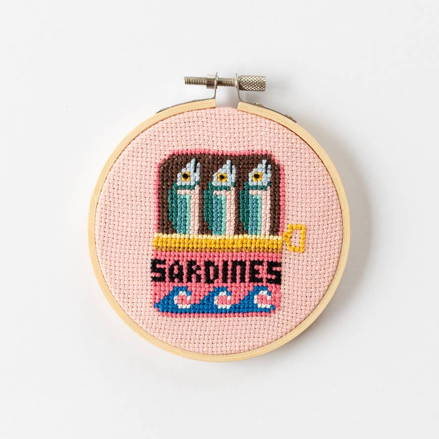 Sardines Cross Stitch Kit, detail