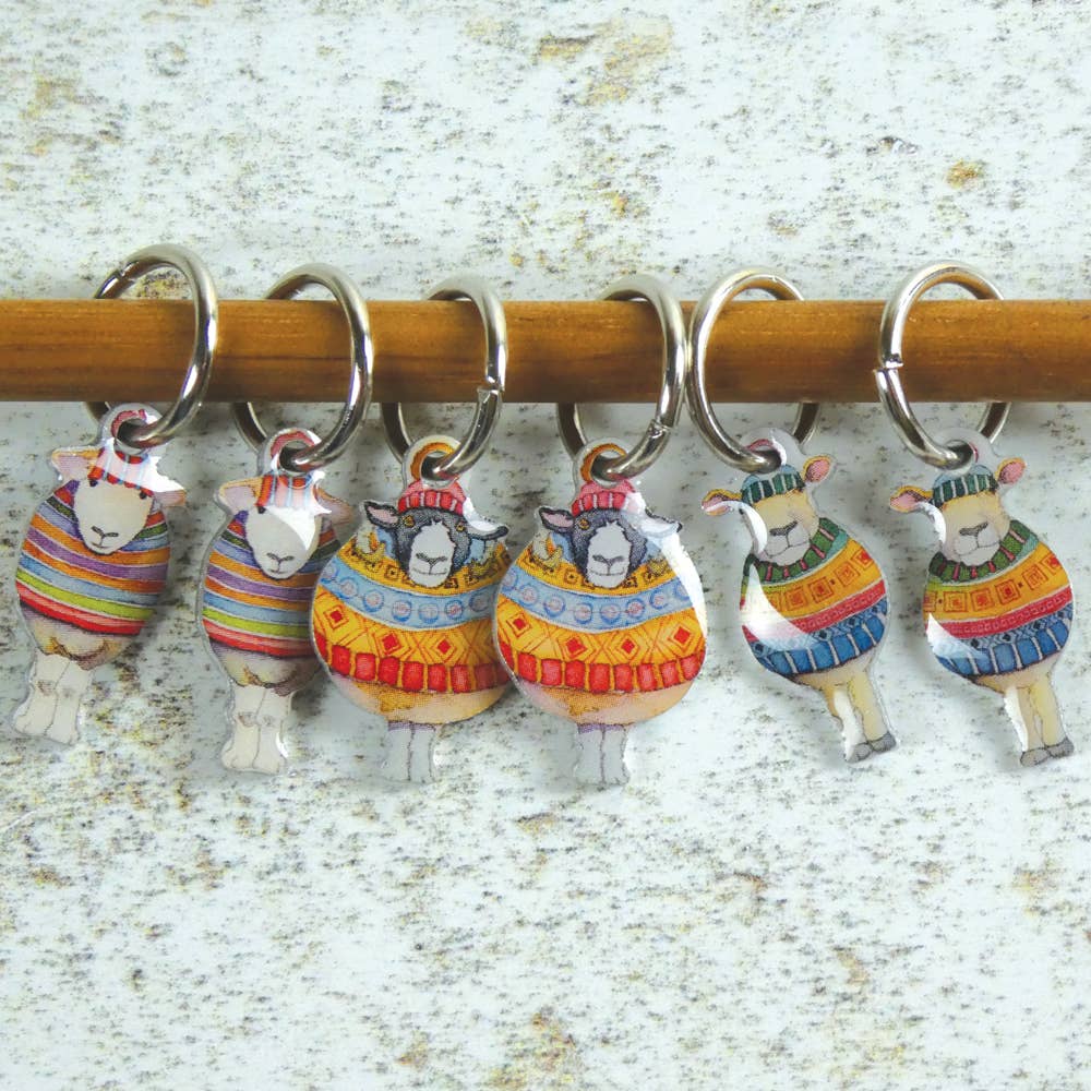 Stripey Sheep 6 Stitch Markers (Set of 6)