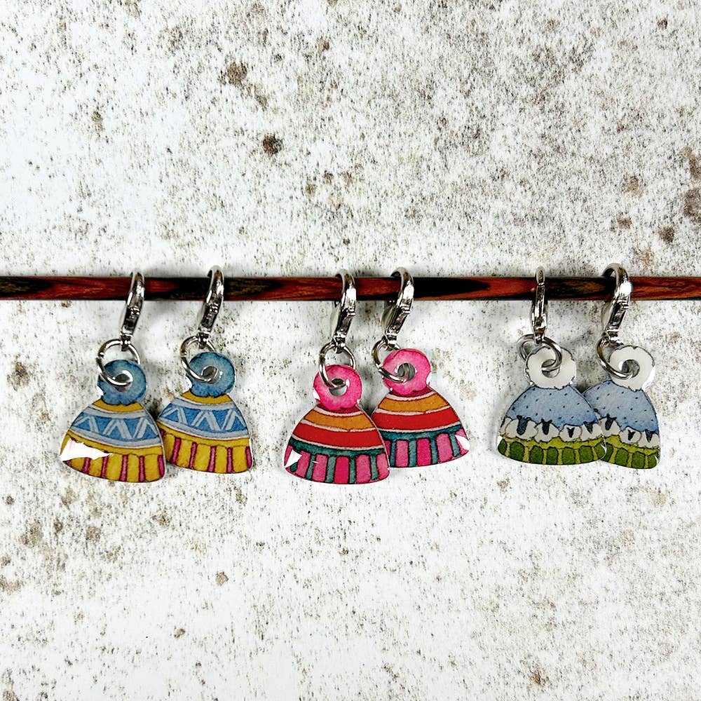 Emma Ball Woolly Hats Crochet Stitch Markers, set of 6