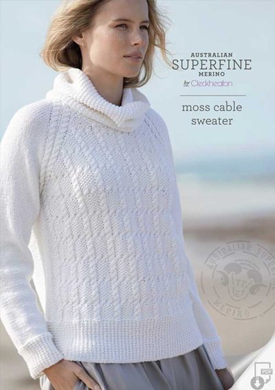 Cleckheaton Superfine Moss Cable Sweater