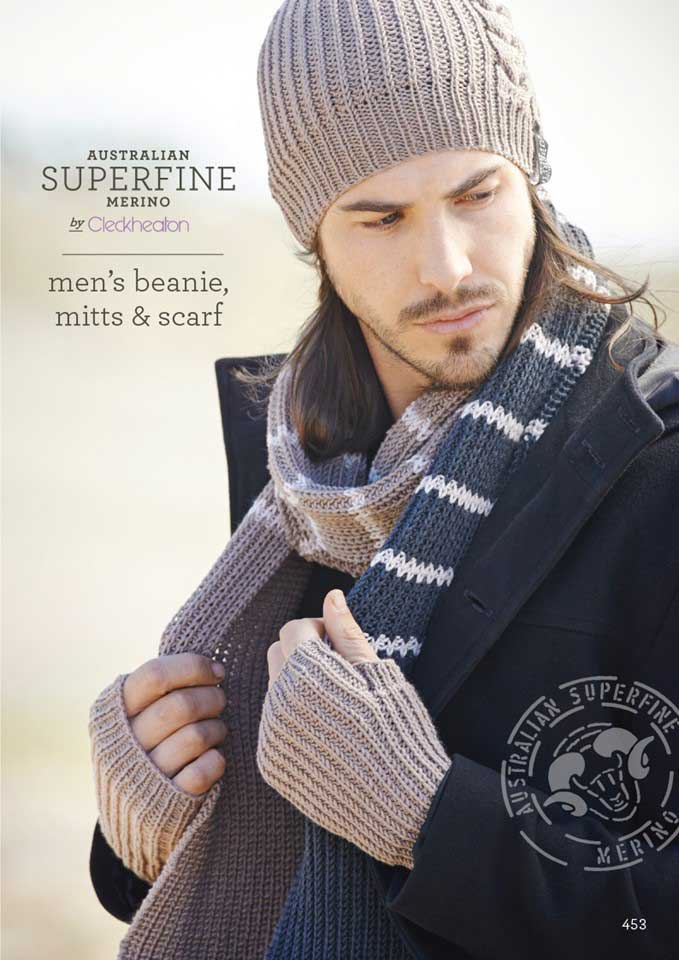 Cleckheaton Superfine Men's Beanie Mitts and scarf