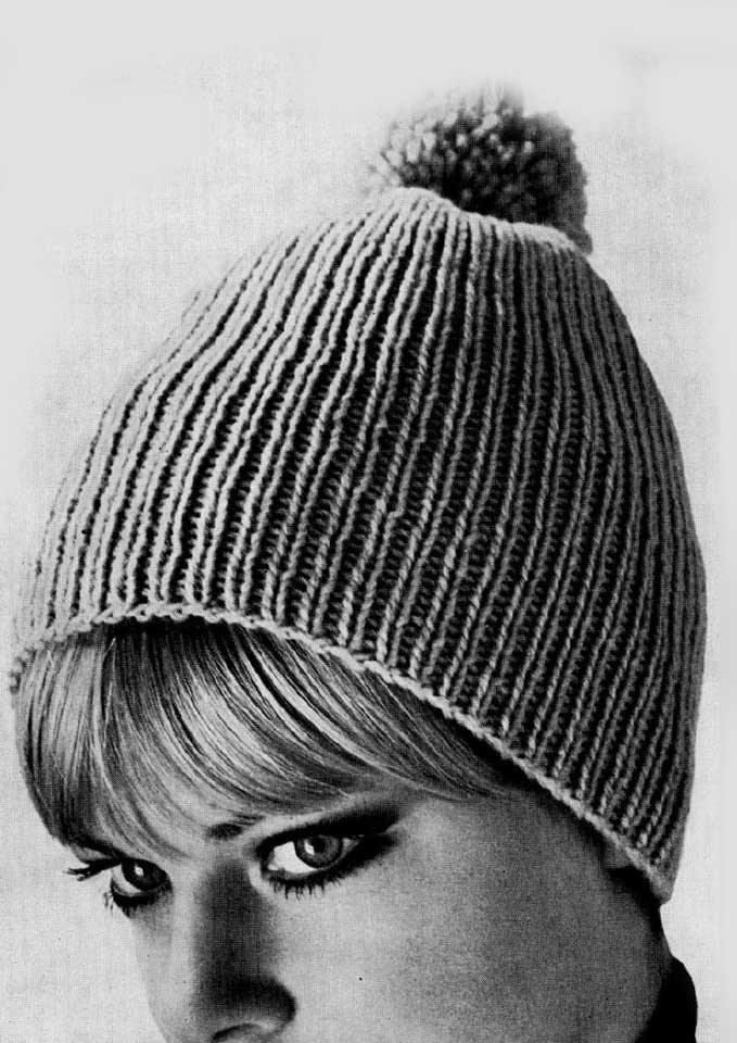 Patons Totem 8 ply Rib Beanie from 1967